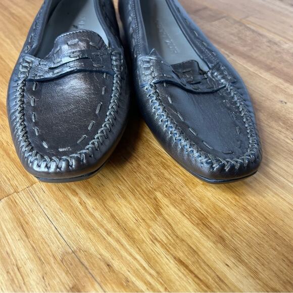 Robert Zur Bronze Metallic Leather Slip On Loafers Shoes Size 6 - Picture 3 of 7